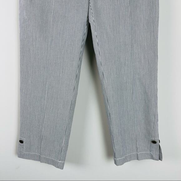 Cartonnier cream grey striped low rise preppy nautical button cropped pants - Picture 3 of 8